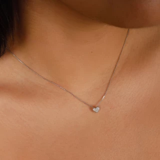 Pendentif "Petit Coeur" Or blanc et Di...
