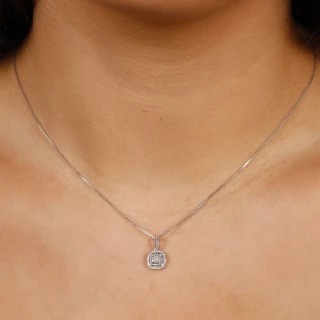 Pendentif "Aurélise" Or blanc et Diama...