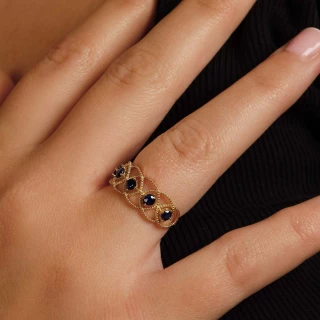 Bague " Léopoldine" Or jaune et Saphir