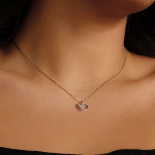 Pendentif "Coeur Tendresse" Or blanc e...