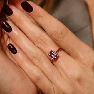 Bague "Adeline" Or jaune et Améthyste
