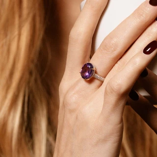 Bague "Amélia" Or jaune et Améthyste