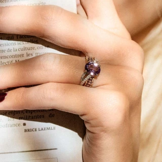 Bague " Aurélie" Or jaune et Améthyste
