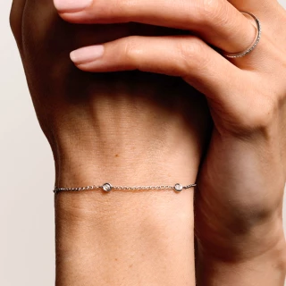 Bracelet "Rayonnant" Or blanc et Diama...