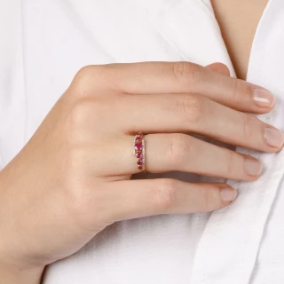 Bague "Marine" Or jaune et Rubis