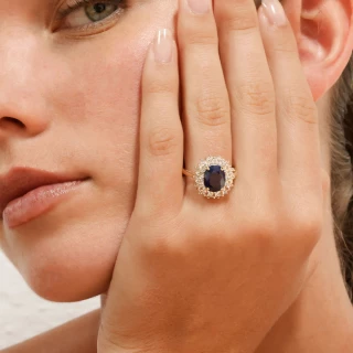 Bague "Bleu Princesse" Or jaune et Sap...