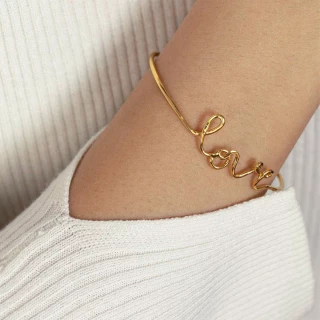 Bracelet à message "Love" Laiton doré