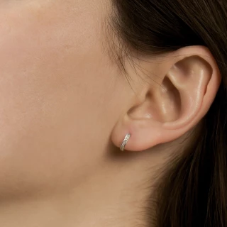 Boucles d'oreilles "Louée" Or blanc et...
