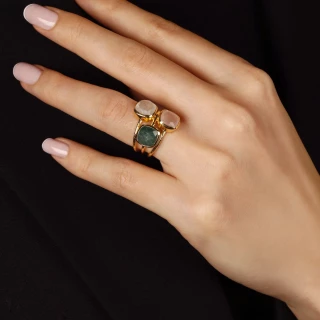 Bague "Cyclique" Aventurine verte, Qua...