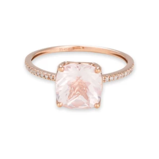 Bague "Douceur Antique" Or rose et Qua...