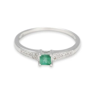 Bague "Dynamique" Or blanc et Émeraude