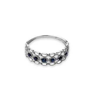 Bague " Irène" Or blanc et Saphir