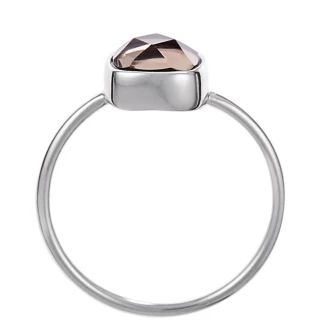 Bague "Arcadia" Quartz Fumé Laiton