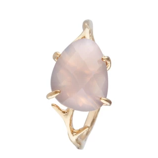 Bague "Galaxie" Agate grise Laiton dor...