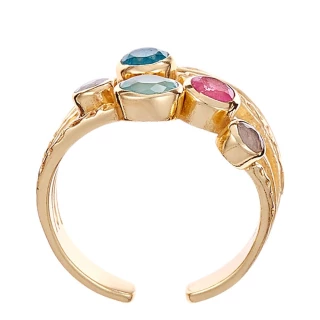 Bague Ajustable "Florus" Aqua Calci ve...