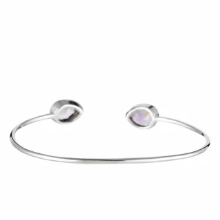 Bracelet jonc ouvert laiton argenté, a...