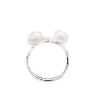 Bague argent, perles de culture Blanch...