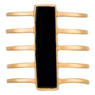 Bague "Cassiopeia" Onyx Laiton doré