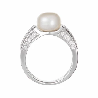 Bague en argent, oxydes de zirconium e...