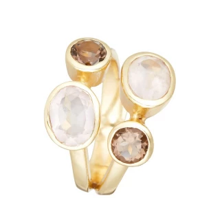 Bague "Florélys" Quartz rose et Quartz...