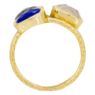 Bague "Cyclique" Jade et Labradorite e...
