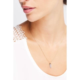 Collier "Périgée" Quartz Rose Laiton d...