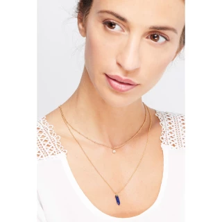 Collier "Obsidia" Agate grise et Lapis...
