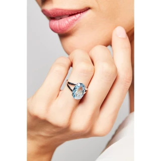 Bague "Pattaya Topaze" Or blanc et Dia...