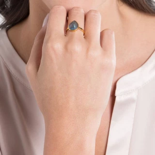 Bague "Chronéa" Labradorite Laiton dor...