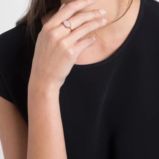 Bague "Aube" Quartz Rose Laiton doré