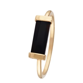 Bague "Célesta" Onyx Laiton doré