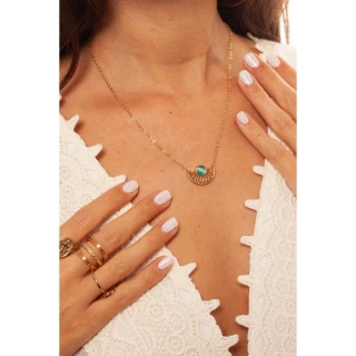 Collier Bohème doré et vert