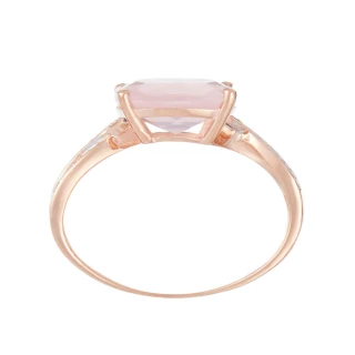 Bague " Mélisande" Or rose et Quartz