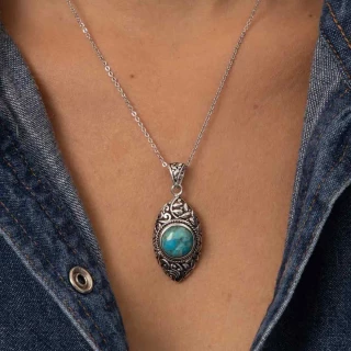 Pendentif "Tabaco" Turquoise 4ct et Ar...