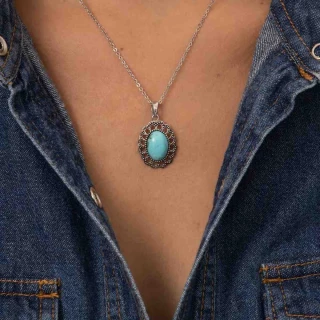 Pendentif "Menta" Turquoise 4ct et Arg...