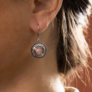 Boucles d'oreilles argent massif et pi...