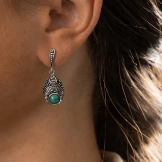 Boucles d'oreilles argent massif et pi...