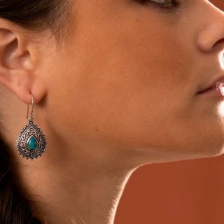Boucles d'oreilles argent massif et pi...
