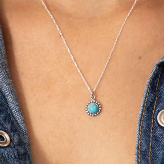 Collier argent massif et pierre nature...