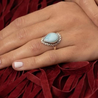 Bague "Granado" Larimar 3,48ct et Arge...