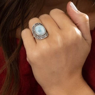 Bague "Gallito" Larimar 4,98ct et Arge...