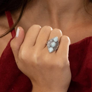 Bague "Eucalipto" Larimar 2,09ct et Ar...