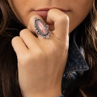 Bague "Coyol" Rhodochrosite 6,30ct/5 e...