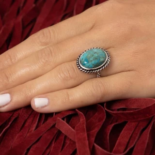 Bague "Coco" Turquoise 5,40ct et Argen...