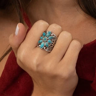 Bague "Amancay" Turquoise 2,20ct et Ar...