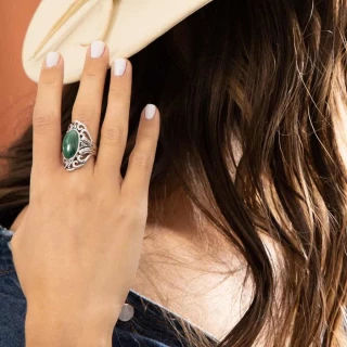 Bague "Tuna" Malachite 6,30ct et Argen...