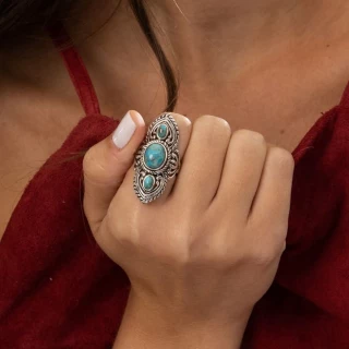 Bague "Toronjil" Turquoise 2,70ct/3 et...