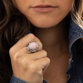 Bague "Tomillo" Opale rose 5,80ct et A...