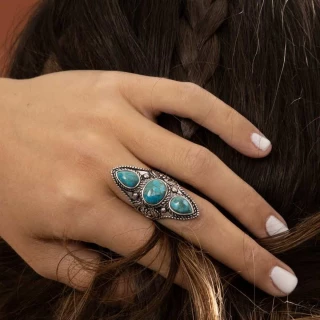 Bague "Pino" Turquoise 4,5ct/3 et Arge...