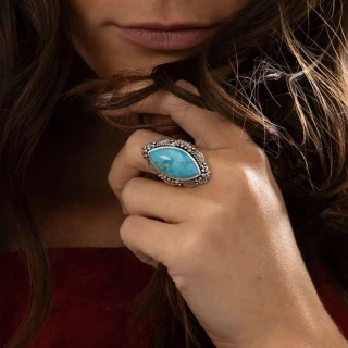 Bague "Limón" Turquoise 8,79ct et Arge...